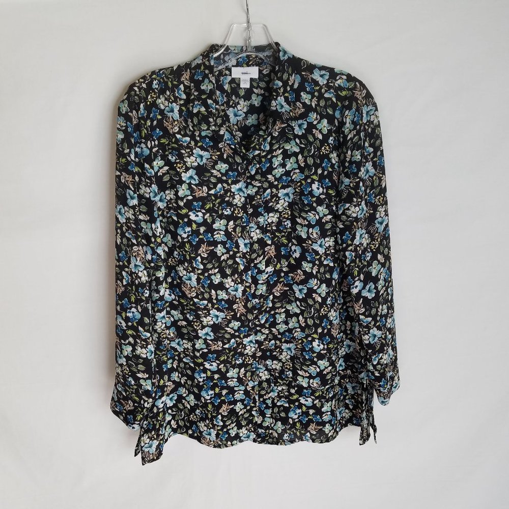 J. Jill Floral Button Front Blouse Top Women's Size PXS XS Petite